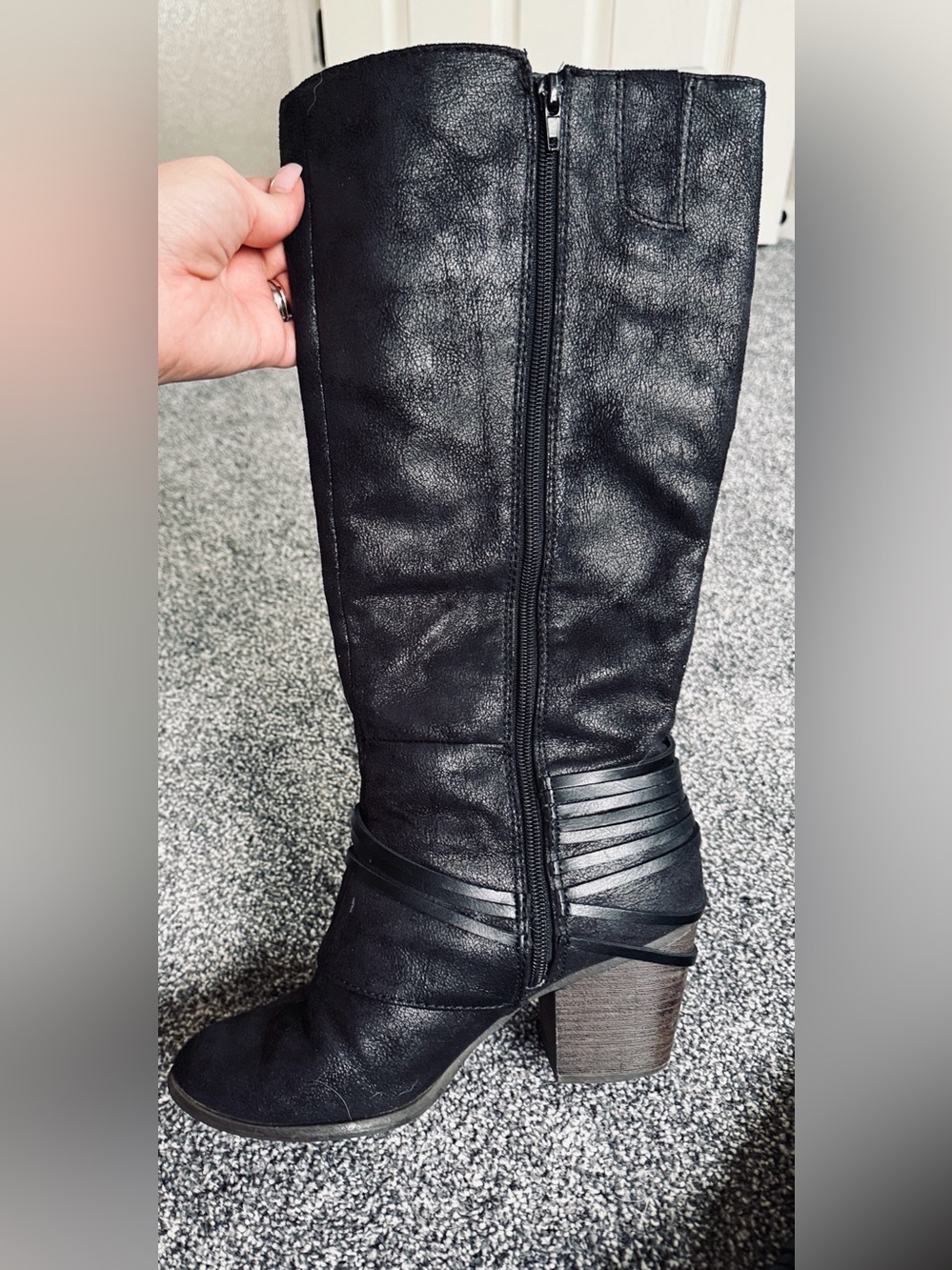 Wide-Calf Black Fergalicious Boots in excellent condition!